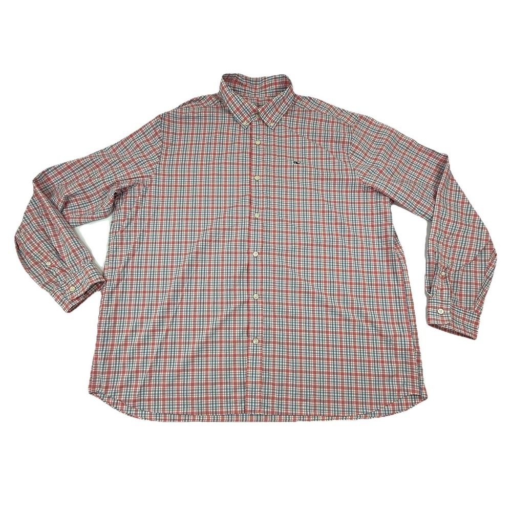 Vineyard Vines Performance Classic Fit Whale Shirt Blue Red Checkered Mens XXL